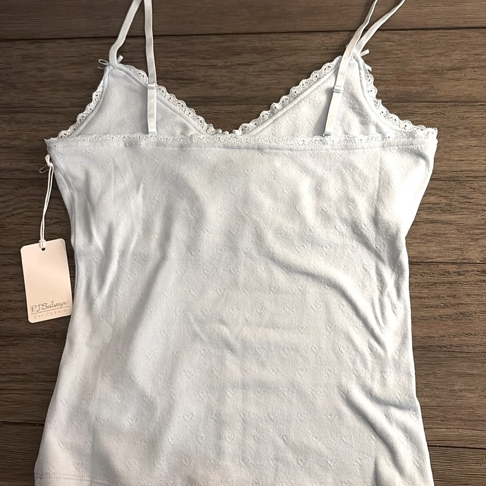 NWT [PJ Salvage] Pointelle Hearts Soft Lace Fitted Cami, Blue Haze Women’s Small - Picture 8 of 15